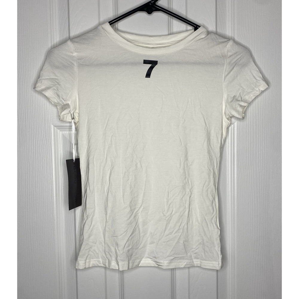 Good Sport Women's Slim Fit #7 Logo T Shirt White Size Small New